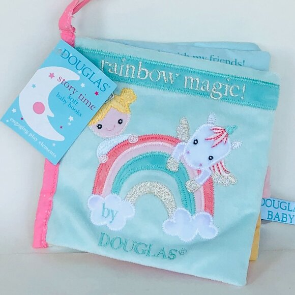 New w/ Tag-Douglas Baby Soft Plush Activity Book  Rainbow Magic 0+ - Picture 1 of 15